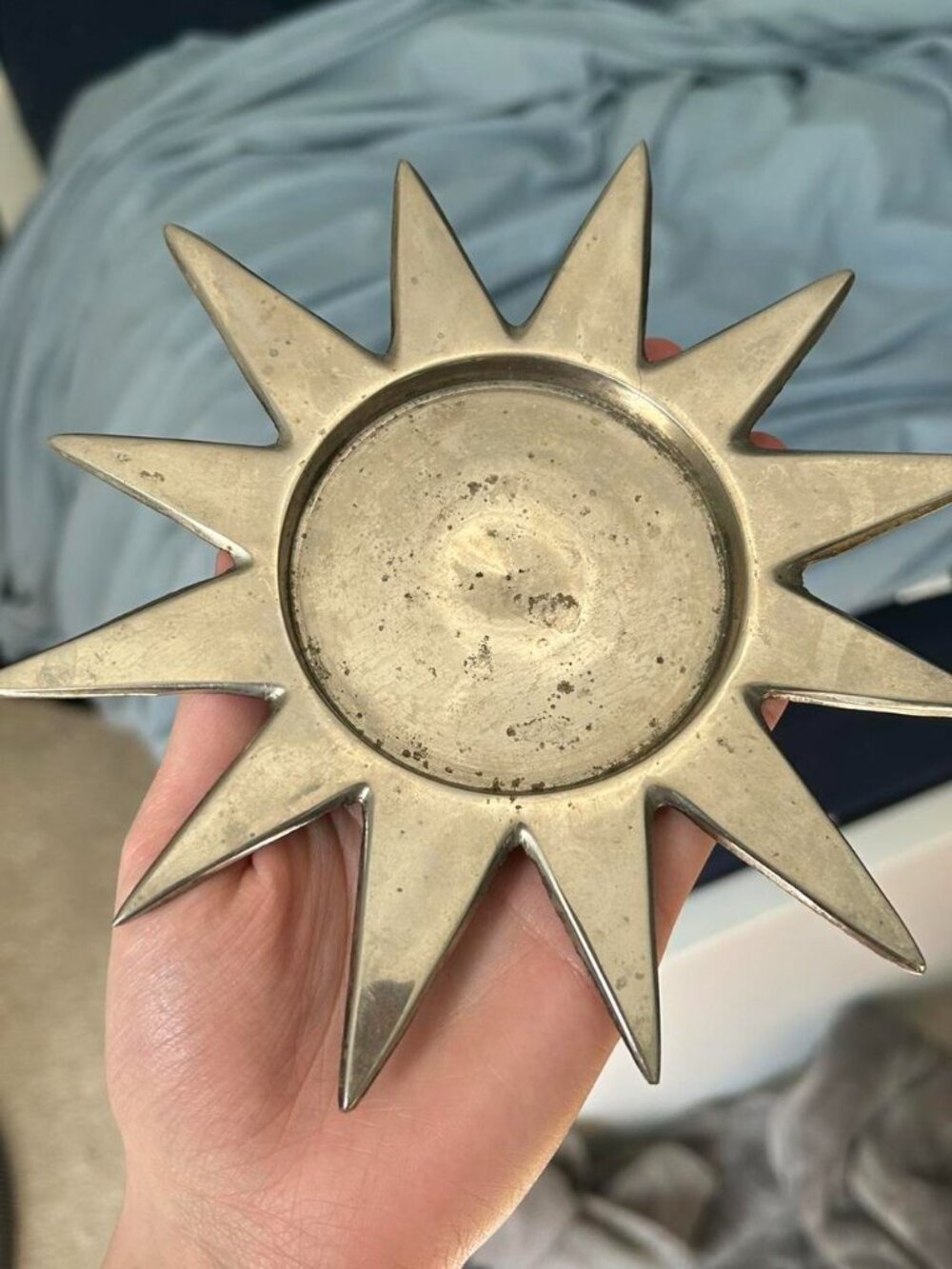 Sunburst Metal Candle Holder/ Shallow Trinket Dish - Picture 3 of 3